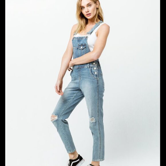 RSQ Tilly’s boyfriend ripped women’s denim overalls 3 26 - Picture 9 of 10